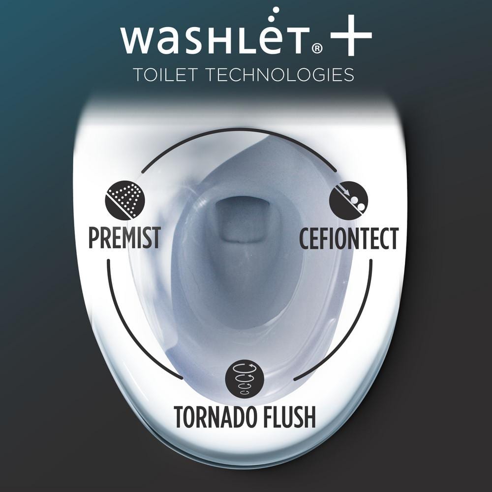 White Elongated Two-Piece High Efficiency Toilet with Bidet Seat
