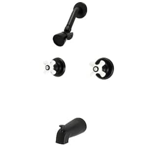 Victorian Double Handle 1-Spray Tub and Shower Faucet 2 GPM with Corrosion Resistant in Matte Black