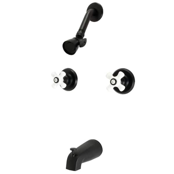 Kingston Brass Victorian Double Handle 1-Spray Tub and Shower Faucet 2 GPM with Corrosion Resistant in Matte Black