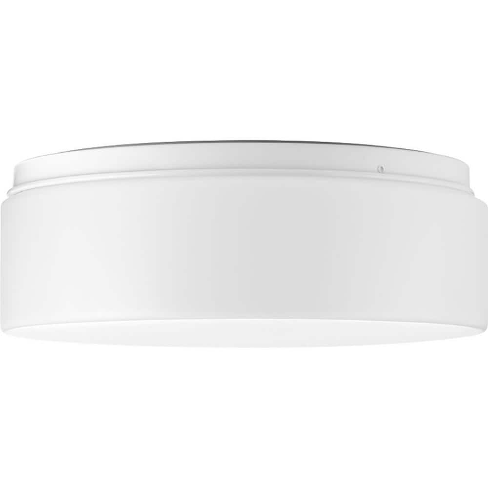 White Glass LED Drum Flush Mount Light