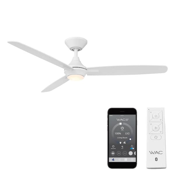54 in. Matte White LED Blitzen Indoor and Outdoor 3-Blade Smart Ceiling Fan with 3000K Light Kit and Remote Control