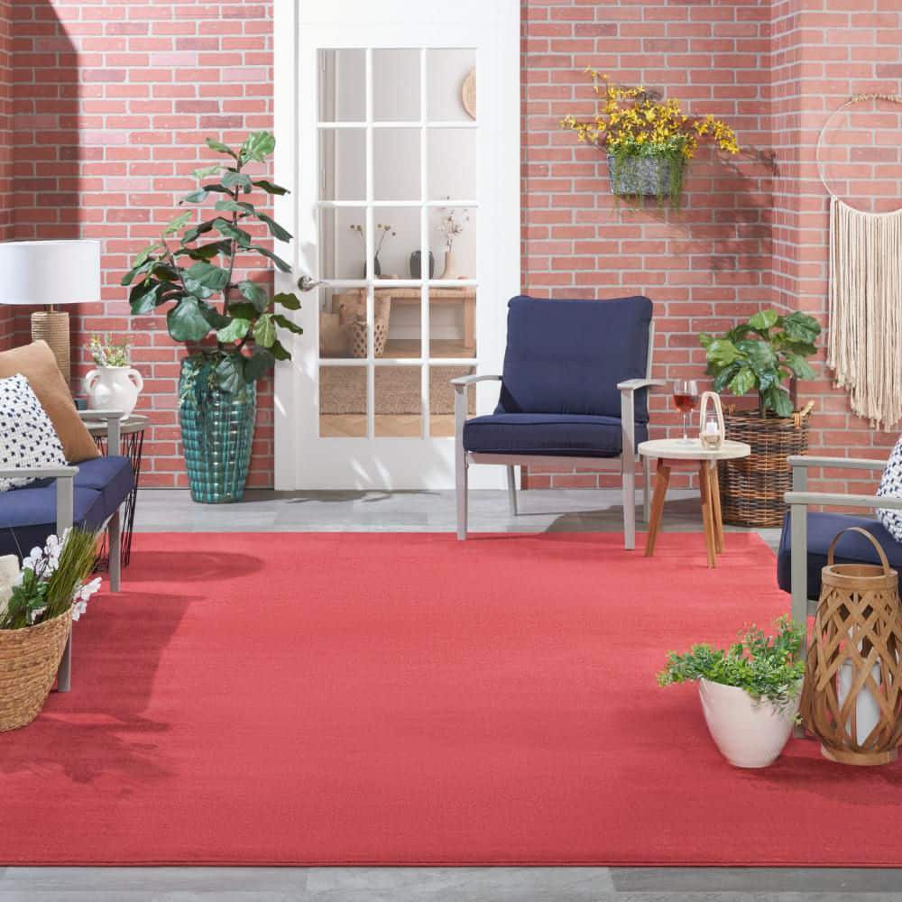 Nourison Essentials 9 ft. x 12 ft. Brick Red Solid Contemporary