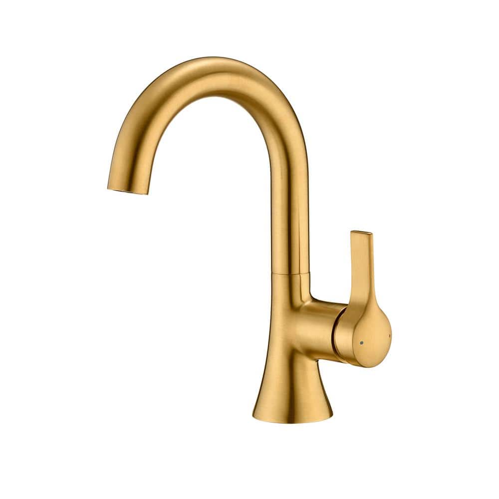 Brushed Gold Single Handle Bathroom Faucet with Drain Assembly
