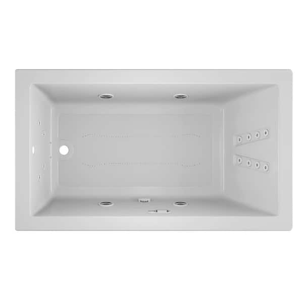 JACUZZI SOLNA SALON SPA 72 in. x 42 in. Rectangular Combination Bathtub with Right Drain in White