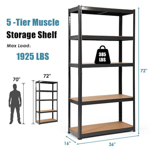 Industrial Storage Shelving Unit 5-Tier Metal Garage File Shelving Racking 1.8m 