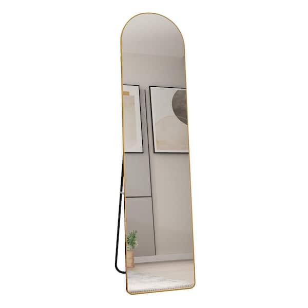 Tatahance 14 in. W. x 57.5 in. H Arch Aluminum Alloy Metal Frame Gold Floor Full Length Mirror