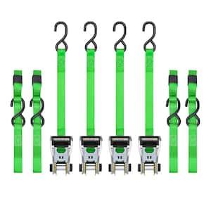 14 ft. Green RatchetX Tie Down Straps with 500 lb. Safe Work Load - 4 pack