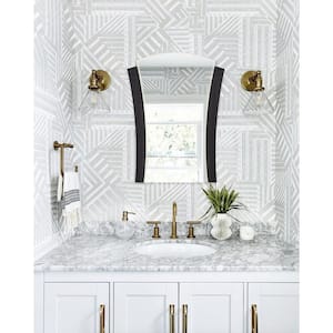 24 in. W x 32 in. H Arched Beveled Edge Frameless Wall Mount Bathroom Vanity Mirror in Black