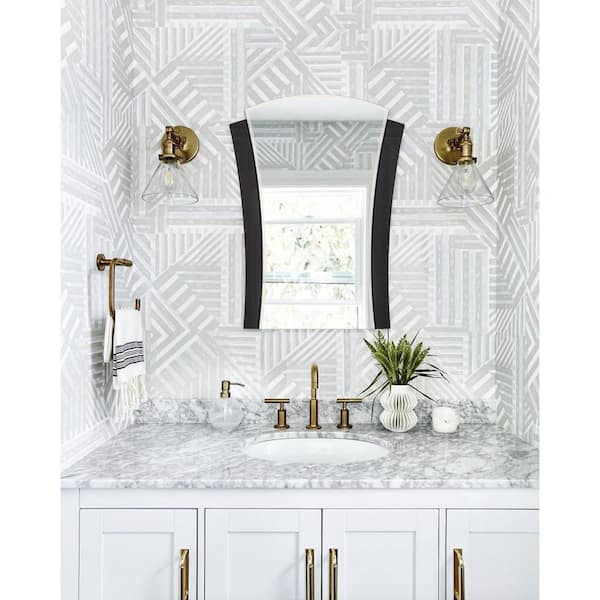 Decor Wonderland 24 in. W x 32 in. H Arched Beveled Edge Frameless Wall Mount Bathroom Vanity Mirror in Black