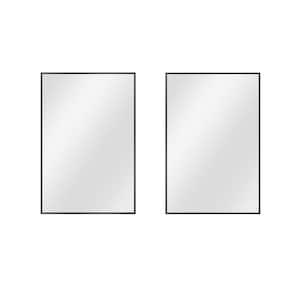 24 in. W x 36 in. H Rectangular Aluminum Alloy Black Framed Wall Mirror (Set of 2)