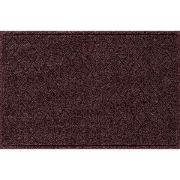 Bungalow Flooring Waterhog Argyle Bordeaux 34 in. x 52 in. PET Polyester Indoor Outdoor Door Mat