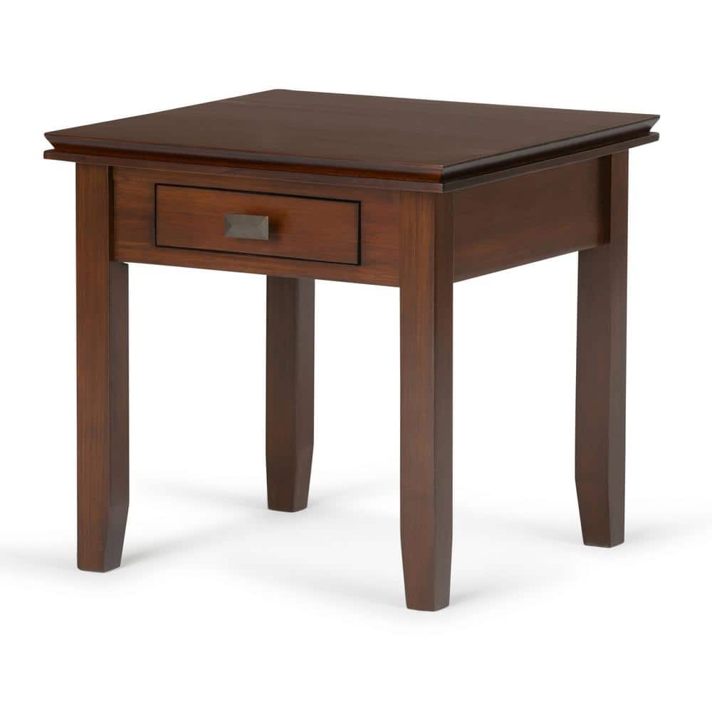 Russet Brown Solid Wood End Table with Storage Drawer