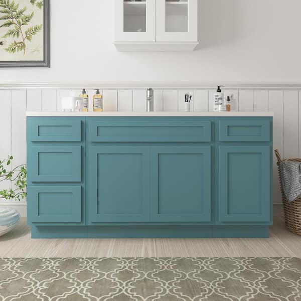 Vanity Art 69 in. W x 21 in. D x 32.5 in. H Bath Vanity Cabinet without Top in Sea Green