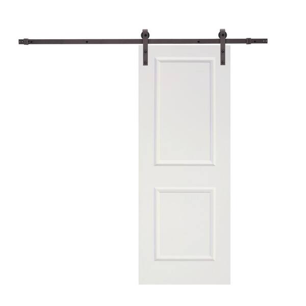 CALHOME Classic Bent Strap Door Track Hardware and White Primed MDF ...