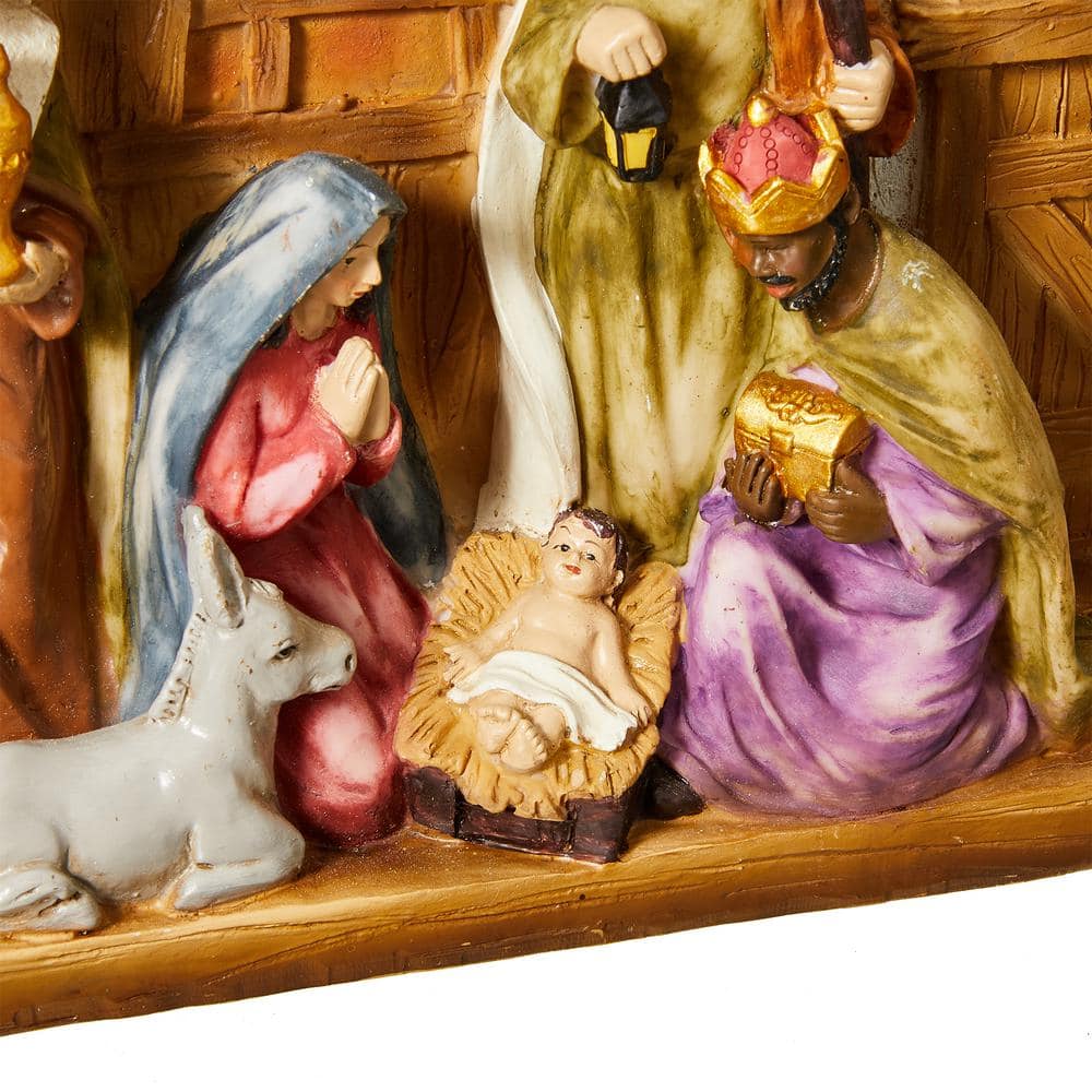 12.5" Lighted Resin Nativity Scene with Holy Family