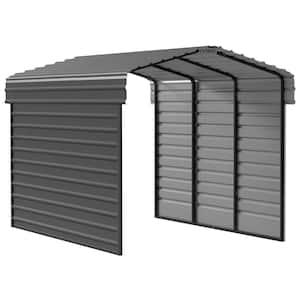 10 ft. W x 15 ft. D x 9 ft. H Charcoal Galvanized Steel Carport with 2-sided Enclosure