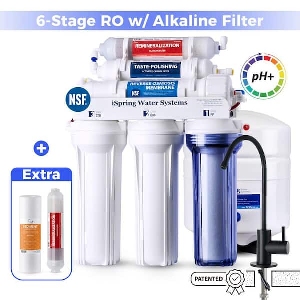 NSF-Certified 6-Stage Reverse Osmosis Water Filtration System w/Alkaline,Under-Sink Water Filter + Sediment & AK Filter