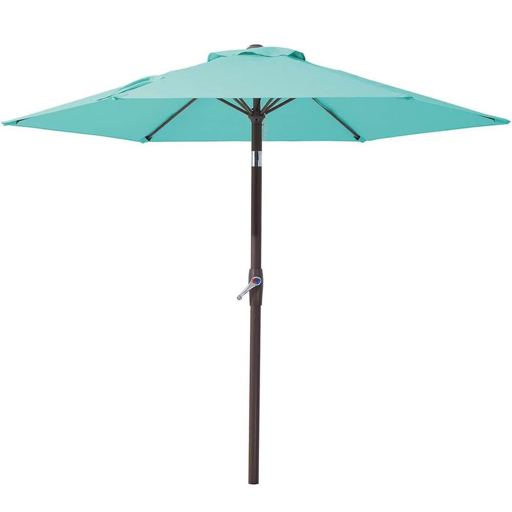 7.5 ft. Metal Market Tilt Patio Umbrella in Teal Blue with 6-Sturdy Ribs