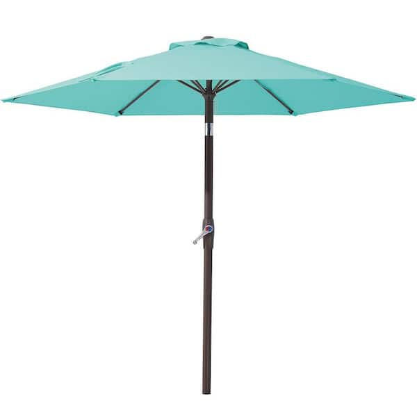 Unbranded 7.5 ft. Metal Market Tilt Patio Umbrella in Teal Blue with 6-Sturdy Ribs