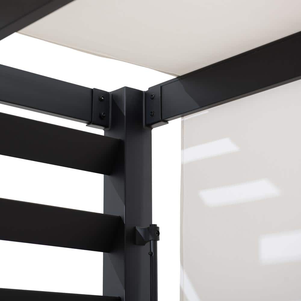 Sunjoy 10' x 12' Black Steel Pergola with White Canopy
