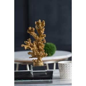 Gold Coral on Clear Base Irregular Accent Decor