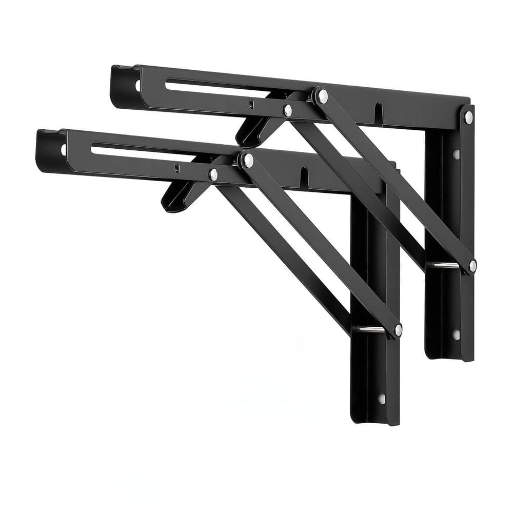 12 in. Black Stainless Steel Folding Shelf Brackets for Wooden Table Bench (2-Pack) price history on PriceWatchPro