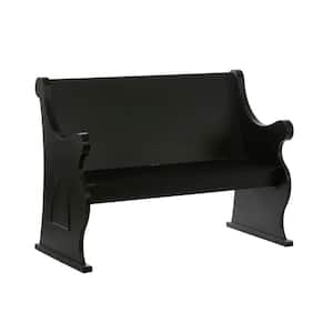 Black Storage Bench with Scrolled Armrests 36 in. X 50 in. X 24 in.