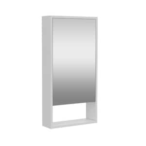 White 17.9 in. W x 35.4 in. H Rectangular Particle Board Mirror Medicine Cabinet with Mirror Surface Mount Two Shelves