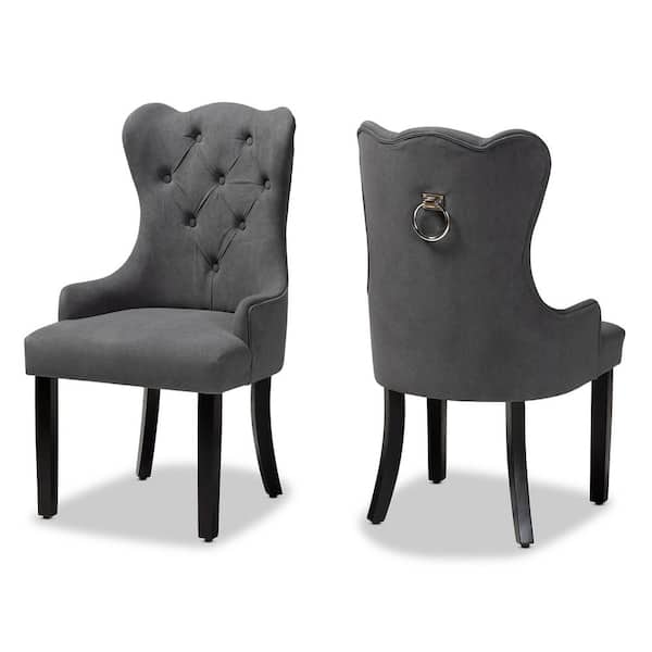 Baxton Studio Fabre Grey and Dark Brown Dining Chair Set of 2