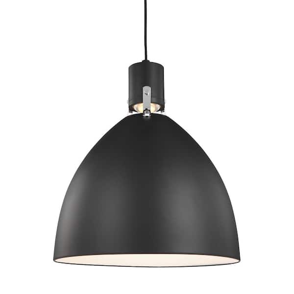 TIELLA Cunningham 14-Watt 1-Light Contemporary Matte Black Ceiling Pendant Light Integrated LED Dimmable