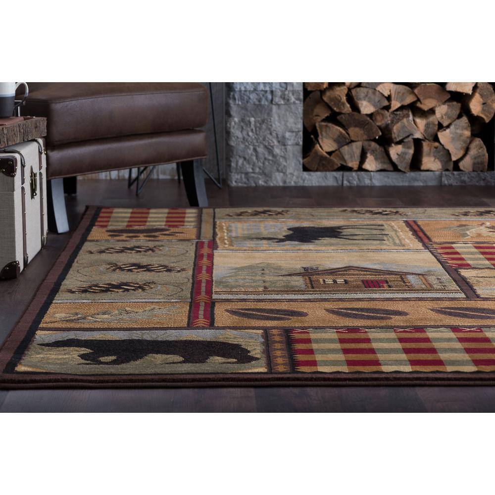 Tayse Nature Area Rug 6548 Novelty Multi-Color Bears Moose 8' 9" x 12' 3" Rectangle