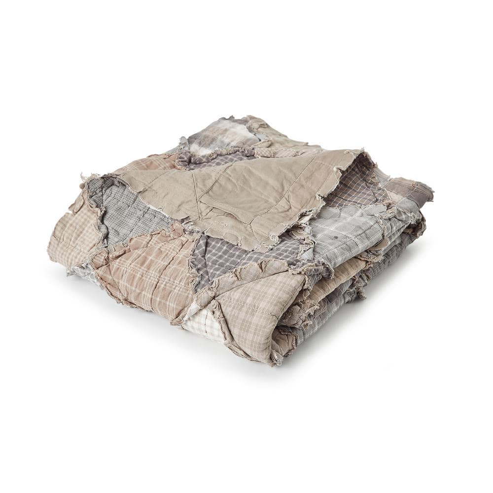 Smoky Mountain Taupe and Gray Cotton Quilted Throw Blanket
