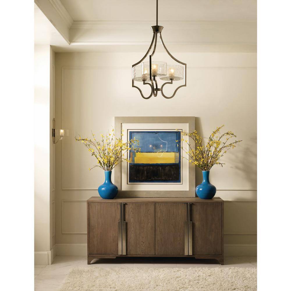 Polished Nickel 3-Light Chandelier with Glass Diffusers