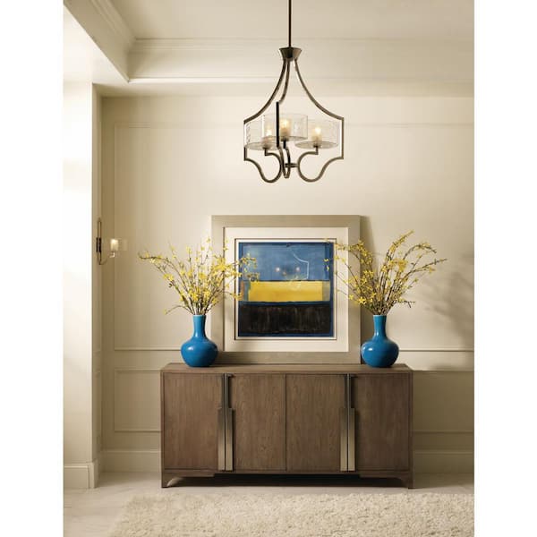 Caress Collection 3-Light Polished Nickel Clear Water Glass Luxe Chandelier Light