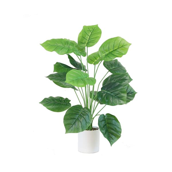 phoenix DECOR The Mod Greenhouse 28 in. Artificial Taro Leaves in Ceramic Pot