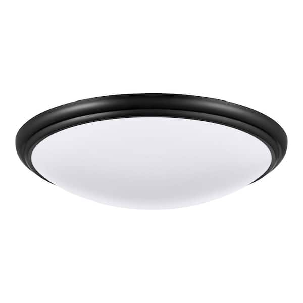 12 in. Indoor White, Black, Brushed Nickel and Bronze Adjustable CCT LED Flush Mount with Interchangeable Trims