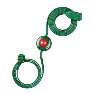12 ft. 16/2C Indoor Extension Cord with 2-Prong 3 Outlets and ON/Off Foot Switch, Angled Flat Plug, Green