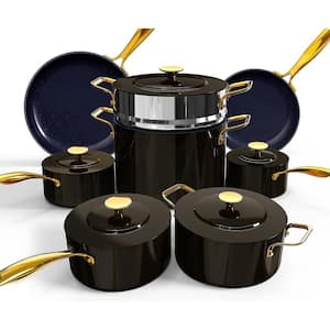 13-Piece Stainless Steel Nonstick Cookware Set in Black Coffee