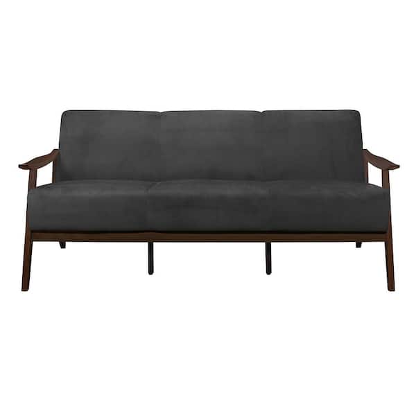 EVERGLADE HOME Lonita 73 in. Slope Arm Velvet Straight in Gray