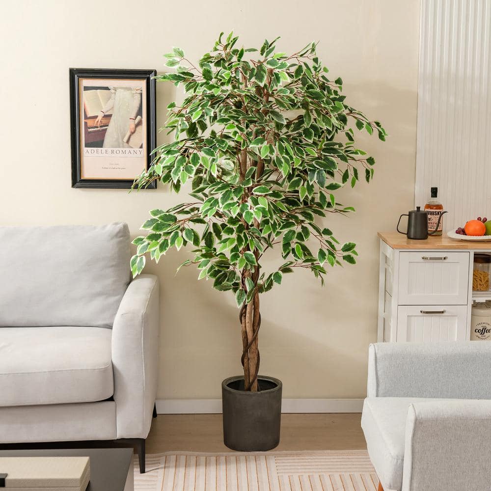 Artificial Tree in Contemporary Granite Effect Planter, Fake Eucalyptus Silk Tree, Artificial Plant for deals Indoor and Outdoor Home Decoration