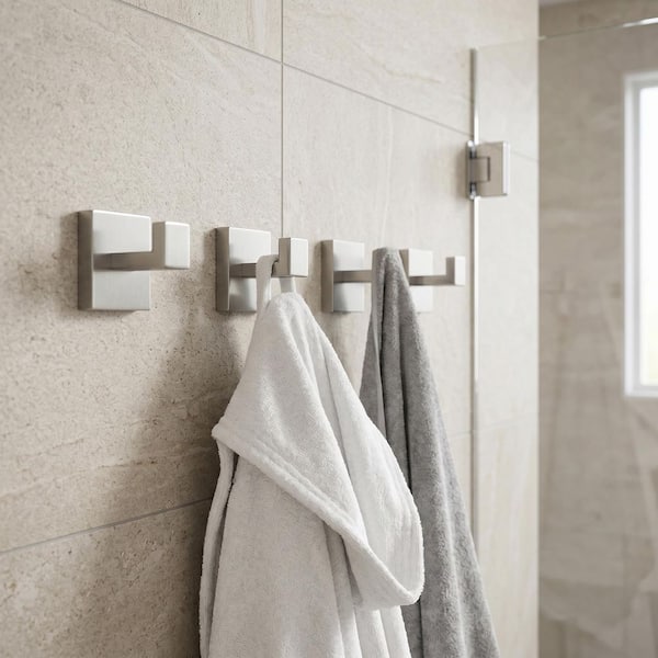 Stainless Steel Wall-Mounted J-Hook Bathroom Robe/Towel Hook in Brushed Nickel (4-Pack)