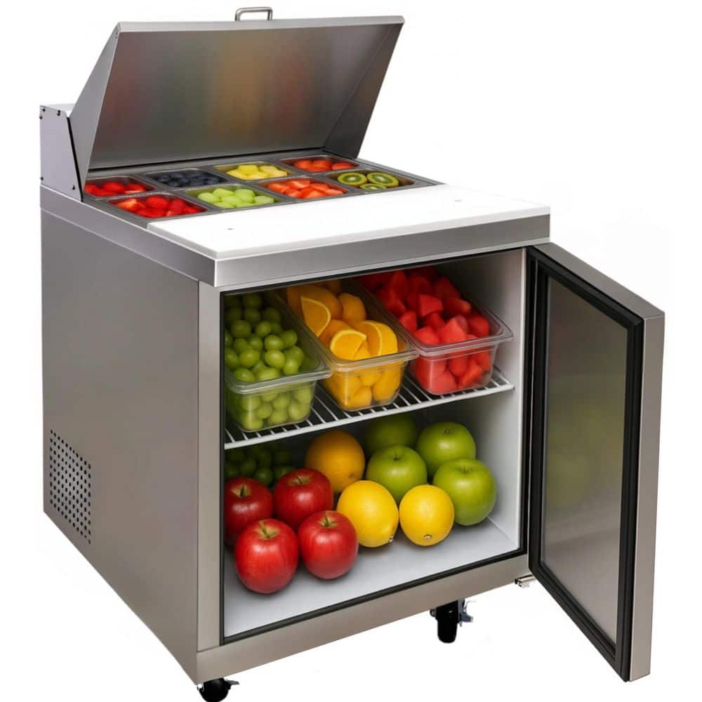 27.5 in. 5.7 cu. ft. Commercial NSF ETL Sandwich Prep Table ECL1 in Stainless Steel