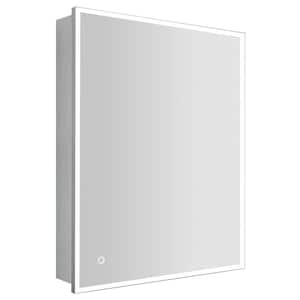 29.52 in. x 24.01 in. Recessed or Surface-Mount Bathroom Medicine Cabinet with Beveled Mirror in Silver