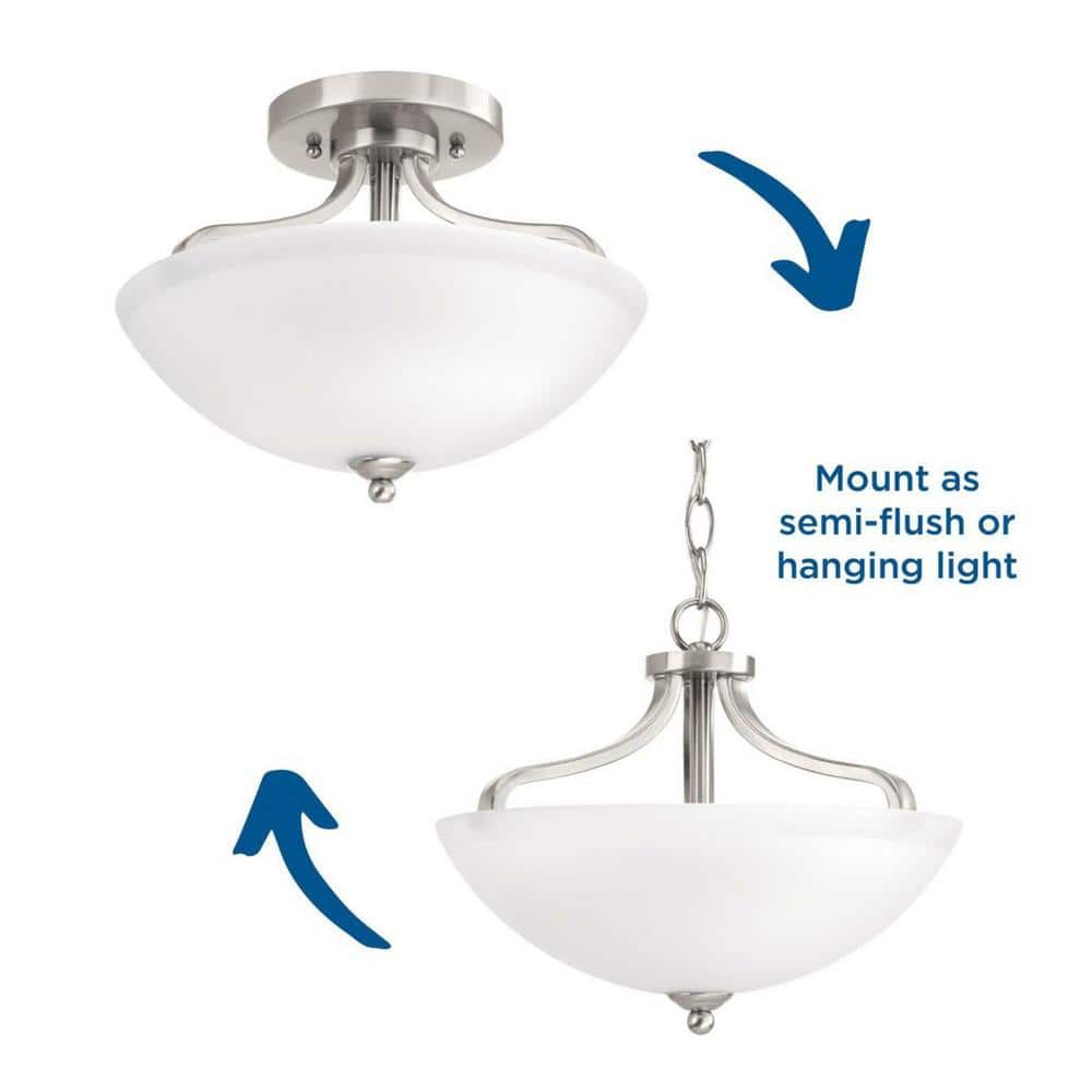 Brushed Nickel Glass Semi-Flush Mount Ceiling Light