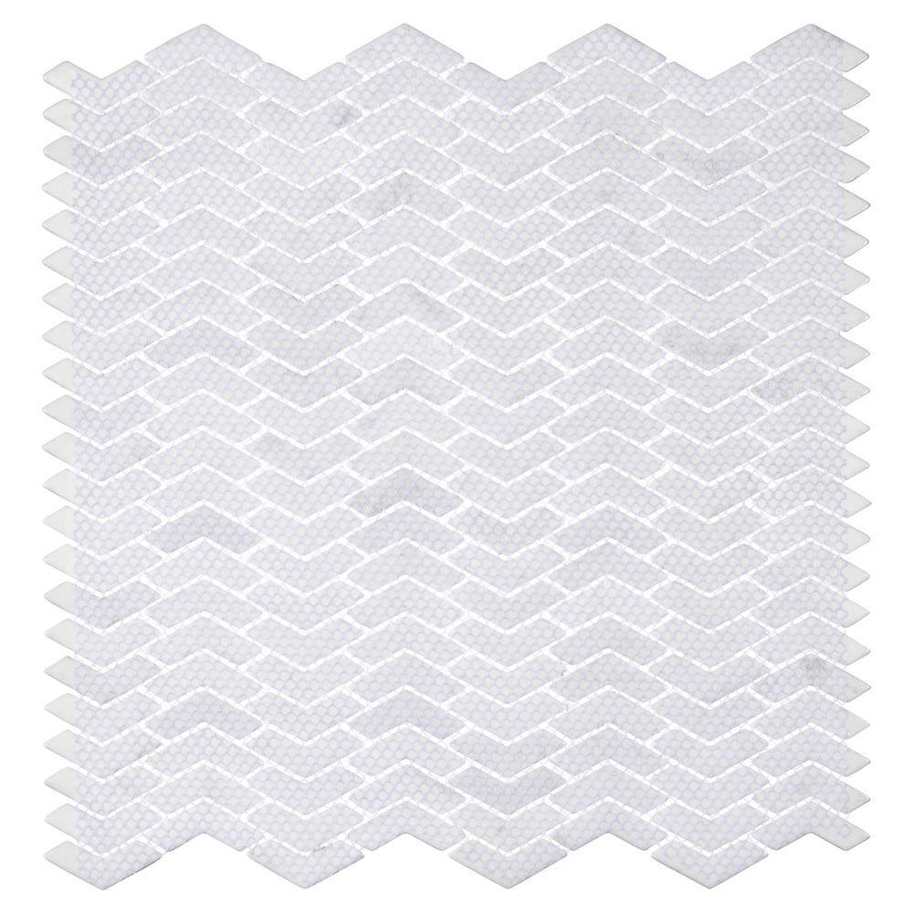 Vanil Matte Glass Chevron Mosaic Tile Sample