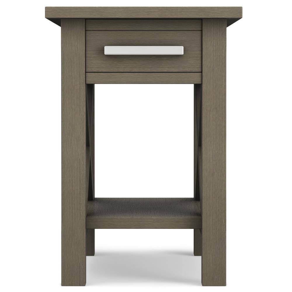 Farmhouse Gray Solid Wood Narrow End Table with Storage