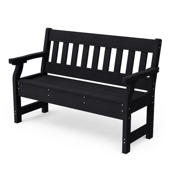 Heritage Black HDPE Plastic Outdoor Garden Bench