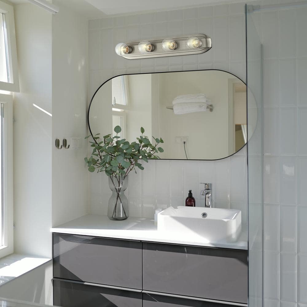 Brushed Nickel 24" 4-Light Modern Vanity Fixture