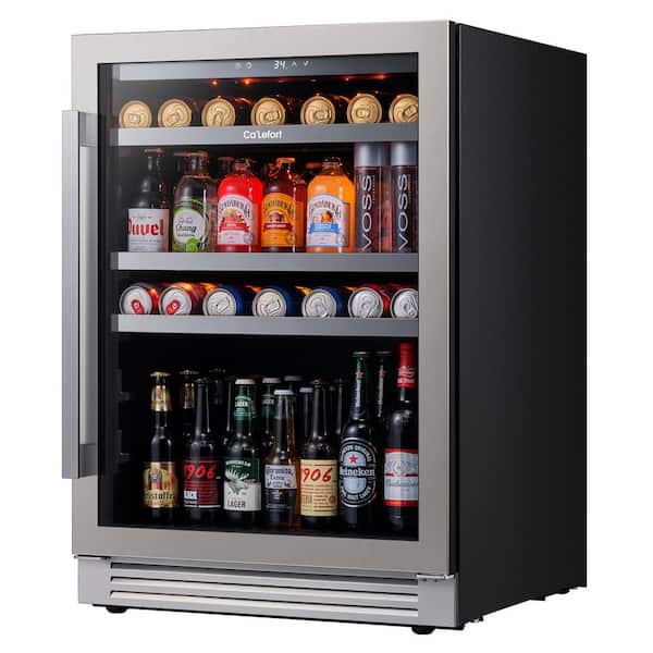 48 in. Dual Zone 54-Wine Bottles & 220-Cans Beverage & Wine Cooler  Side-by-Side Built-In Refrigerator in Stainless Steel