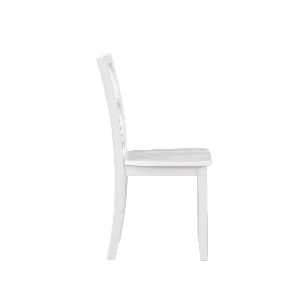 White Round Wood Dining Set with Diamond Trellis Chairs
